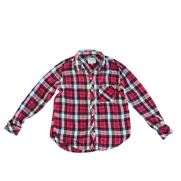 Rails Womens Medium Hunter Plaid Flannel Shirt Scarlet Ash White Button Up Top - Picture 6 of 7
